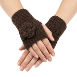 Wrapables Soft Knit Fingerless Gloves with Flower