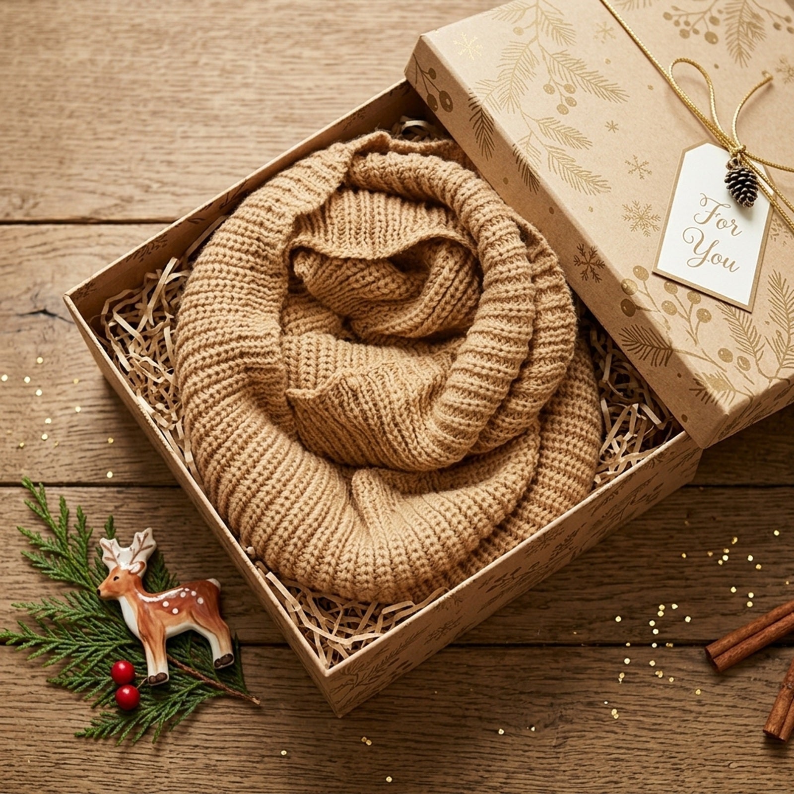 Wrapables Solid Color Warm Winter Knit Infinity Scarf, Mocha