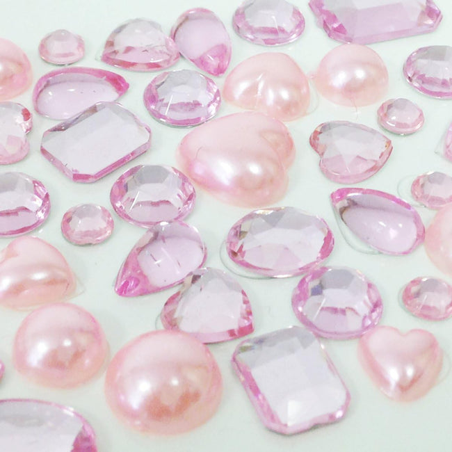 Wrapables Acrylic Self Adhesive Crystal Gem Stickers, Pinks (2pk)