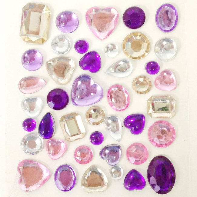 Wrapables Acrylic Self Adhesive Crystal Gem Stickers, Purple/Pink/Gold (2pk)