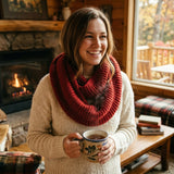 Wrapables Solid Color Warm Winter Knit Infinity Scarf, Red