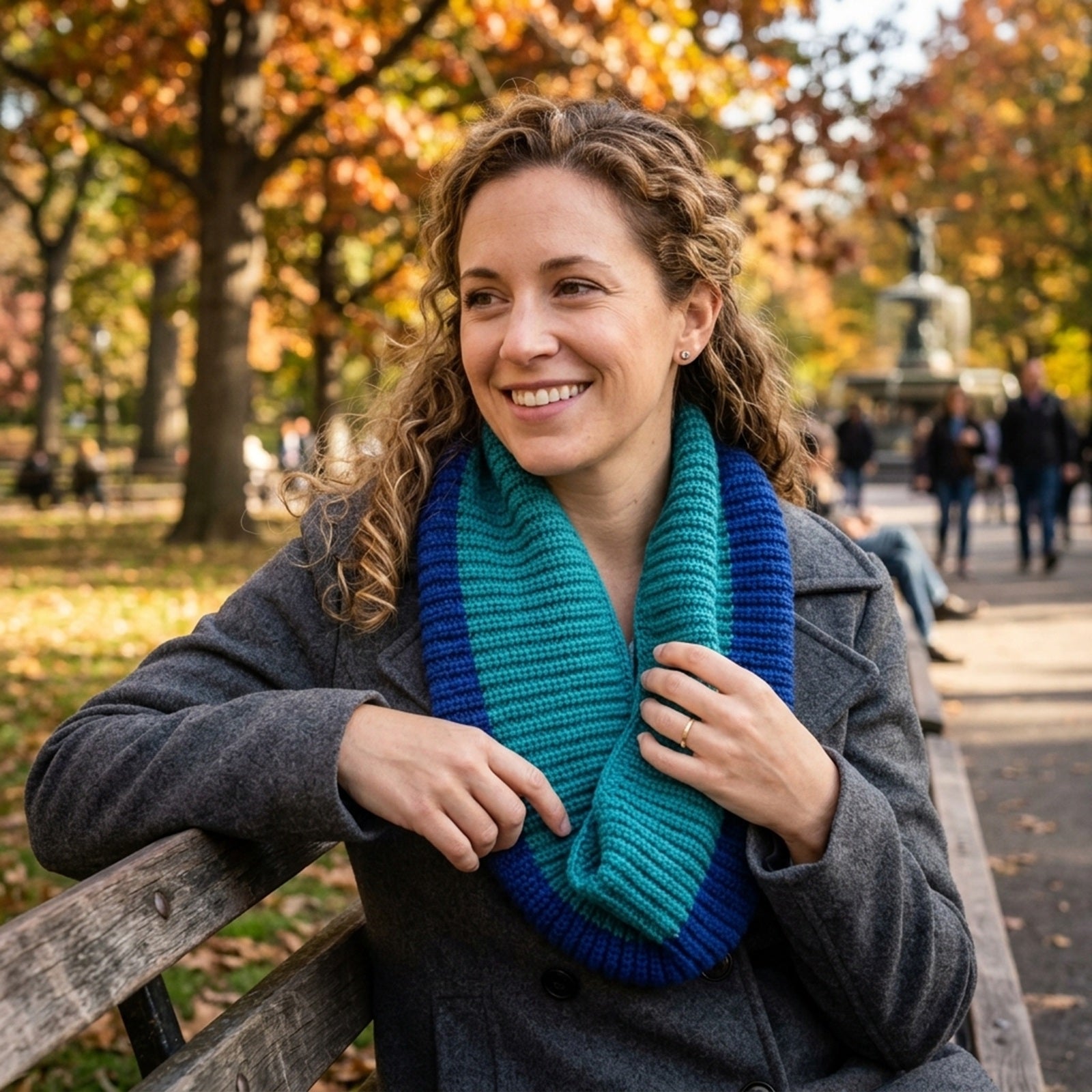 Wrapables Solid Color Warm Winter Knit Infinity Scarf, Teal/Blue