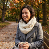 Wrapables Solid Color Warm Winter Knit Infinity Scarf, Cream