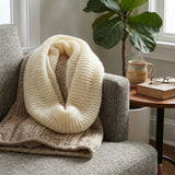 Wrapables Solid Color Warm Winter Knit Infinity Scarf, Cream
