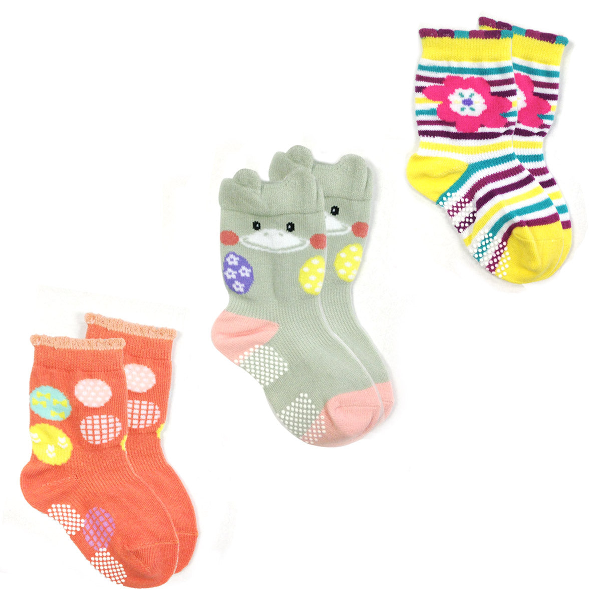 Wrapables Animal Non-Skid Toddler Socks Set of 3