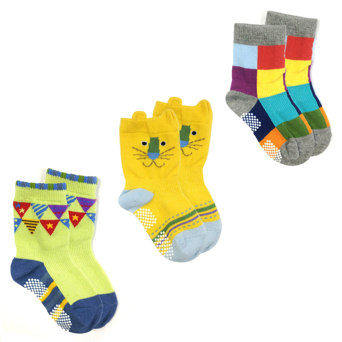 Wrapables Animal Non-Skid Toddler Socks Set of 3