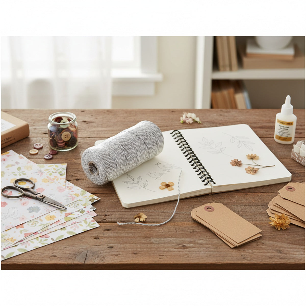 Wrapables Cotton Baker's Twine 12ply 110 Yard, Grey