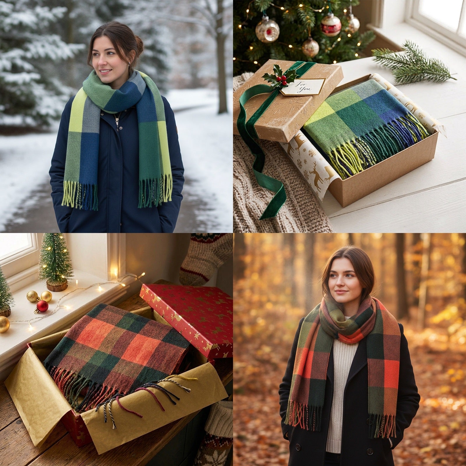 Wrapables Winter Warm Plaid Long Scarf Wrap