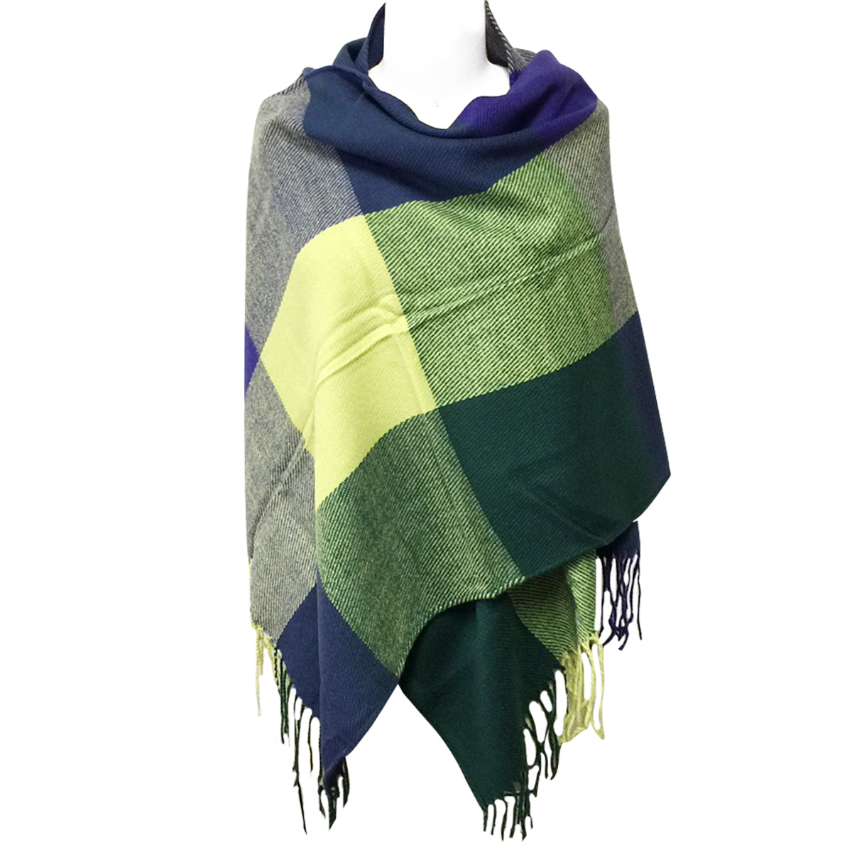 Wrapables Winter Warm Plaid Long Scarf Wrap, Lime Green