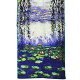 Wrapables Luxurious 100% Charmeuse Silk Long Scarf with Hand Rolled Edges, Claude Monet's Nympheas