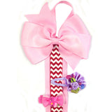 Wrapables Hair Clip and Hair Bow Holder, Pink Chevron