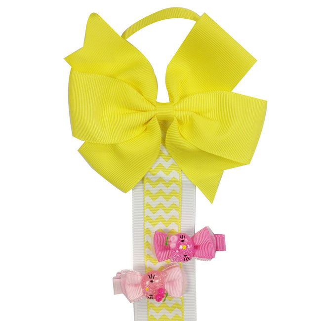 Wrapables Hair Clip and Hair Bow Holder, Yellow Chevron