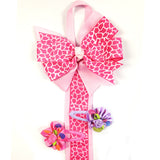 Wrapables Hair Clip and Hair Bow Holder, Pink Leopard