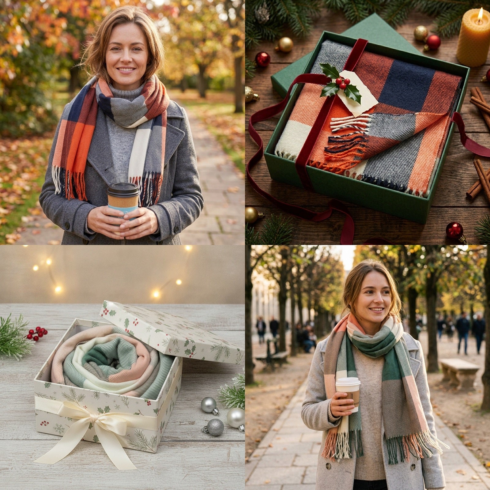 Wrapables Winter Warm Plaid Long Scarf Wrap