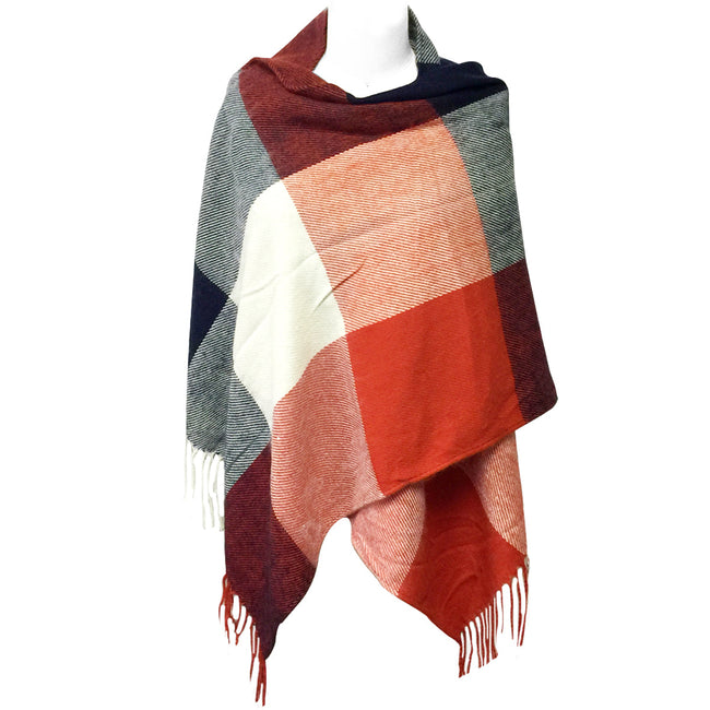 Wrapables Winter Warm Plaid Long Scarf Wrap, Orange