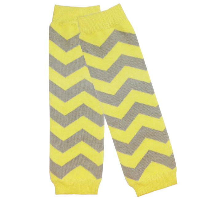 Wrapables Colorful Baby & Toddler Leg Warmers 1, Chevron Yellow and Grey