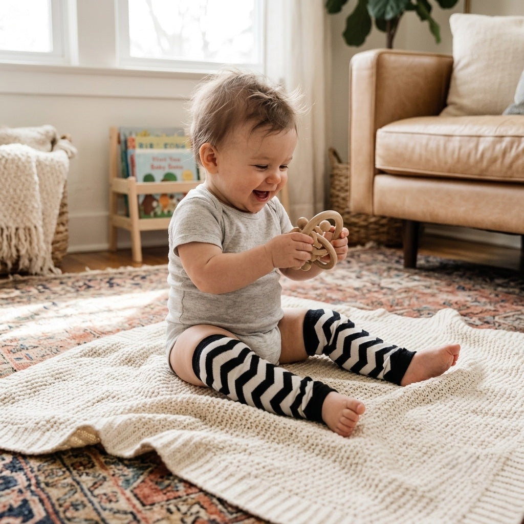 Wrapables Colorful Baby & Toddler Leg Warmers 1, Chevron Black and White