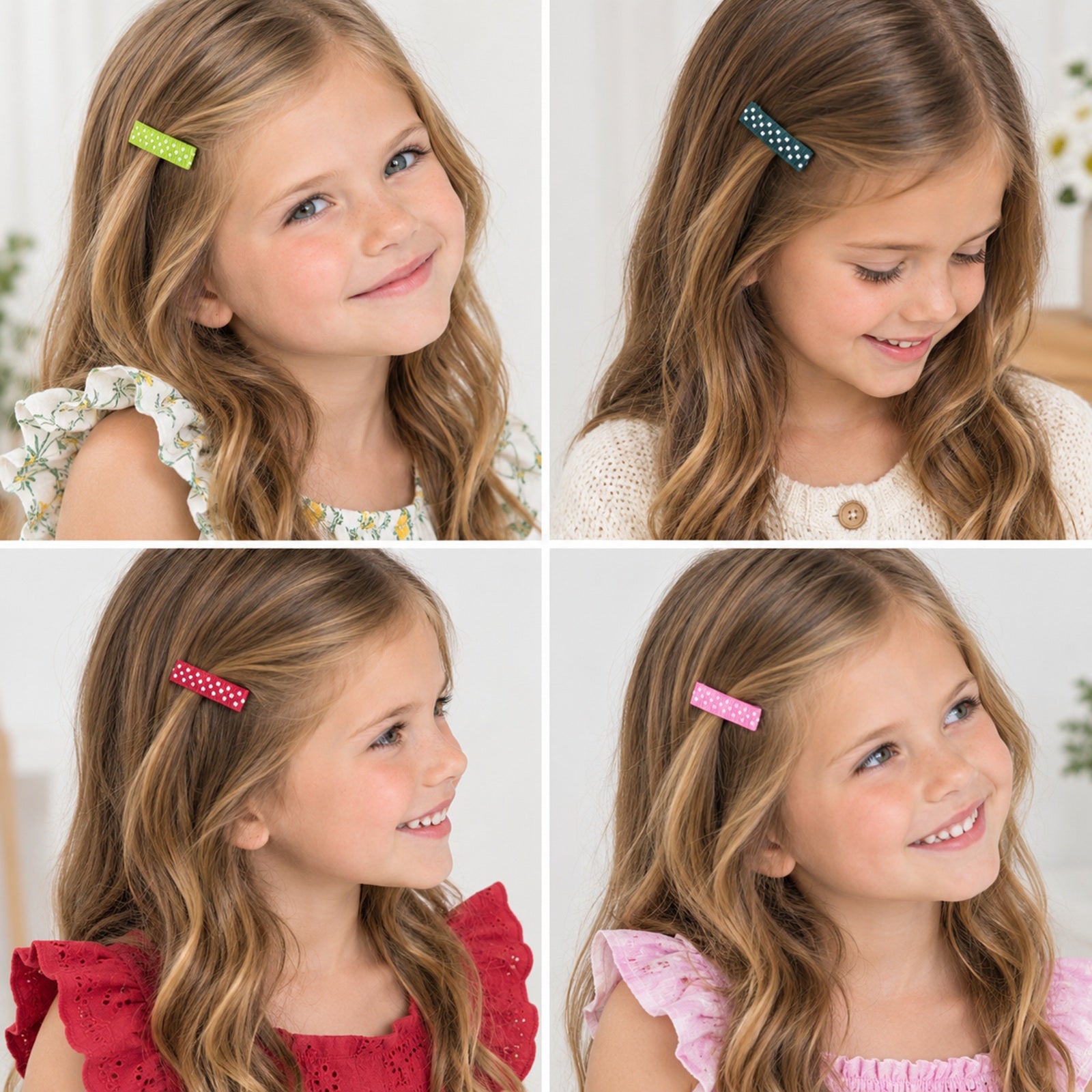 Wrapables Girls Ribbon Lined Alligator Clips (Set of 8)