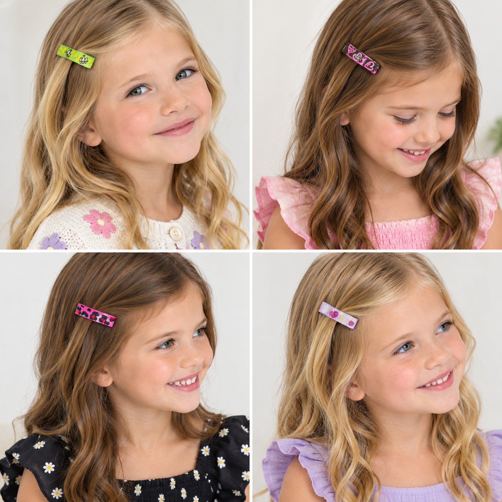 Wrapables Girls Ribbon Lined Alligator Clips (Set of 8)
