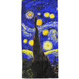 Wrapables Luxurious 100% Charmeuse Silk Long Scarf with Hand Rolled Edges, Van Gogh's Starry Night