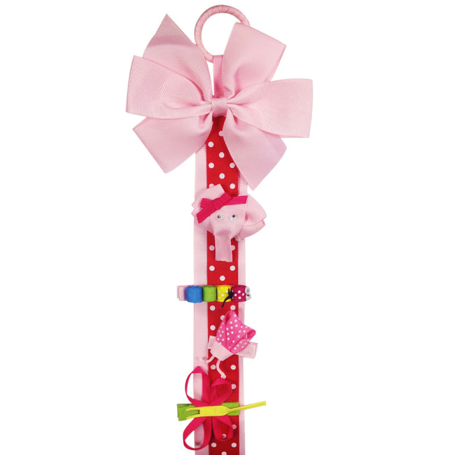 Wrapables Hair Clip and Hair Bow Holder, Pink Polka Dots