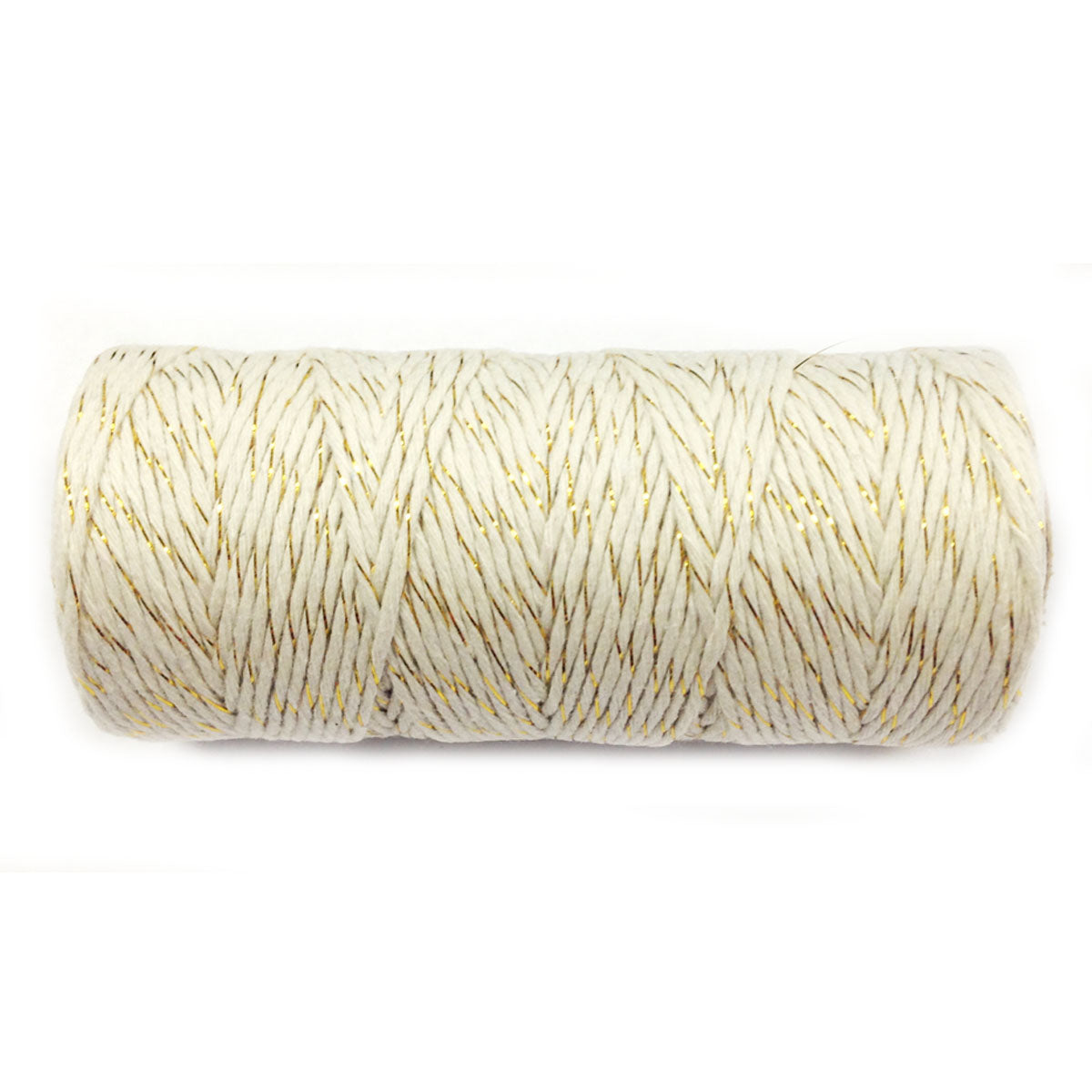 Wapables Cotton Baker's Twine 12ply 100 Yard, White/Gold Metalic