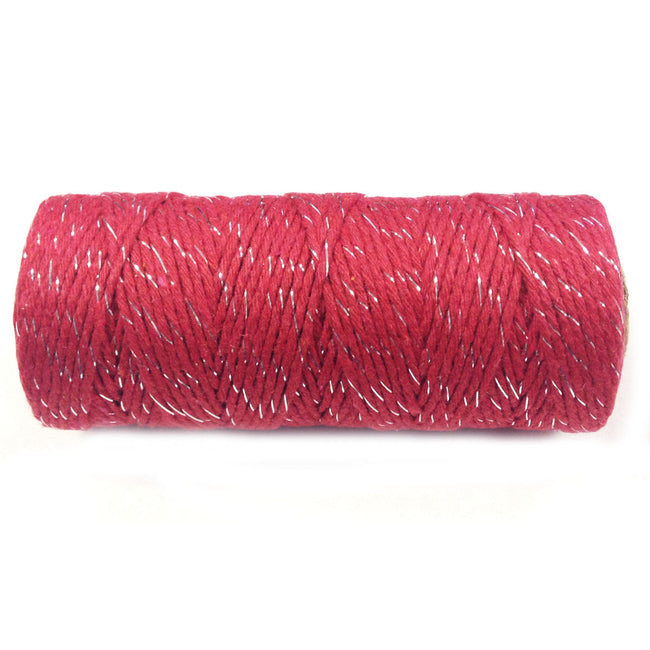 Wrapables Cotton Baker's Twine 12ply 100 Yard, Red/Metalic Silver