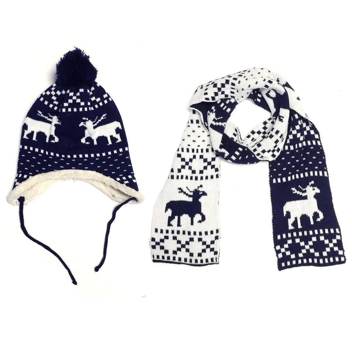 Wrapables Children??s Reindeer Hat and Scarf Set, Blue