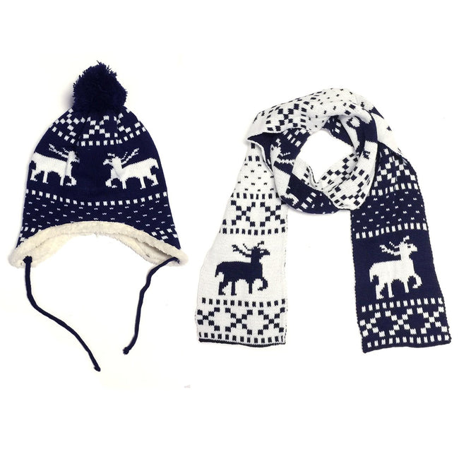 Wrapables Children??s Reindeer Hat and Scarf Set, Blue
