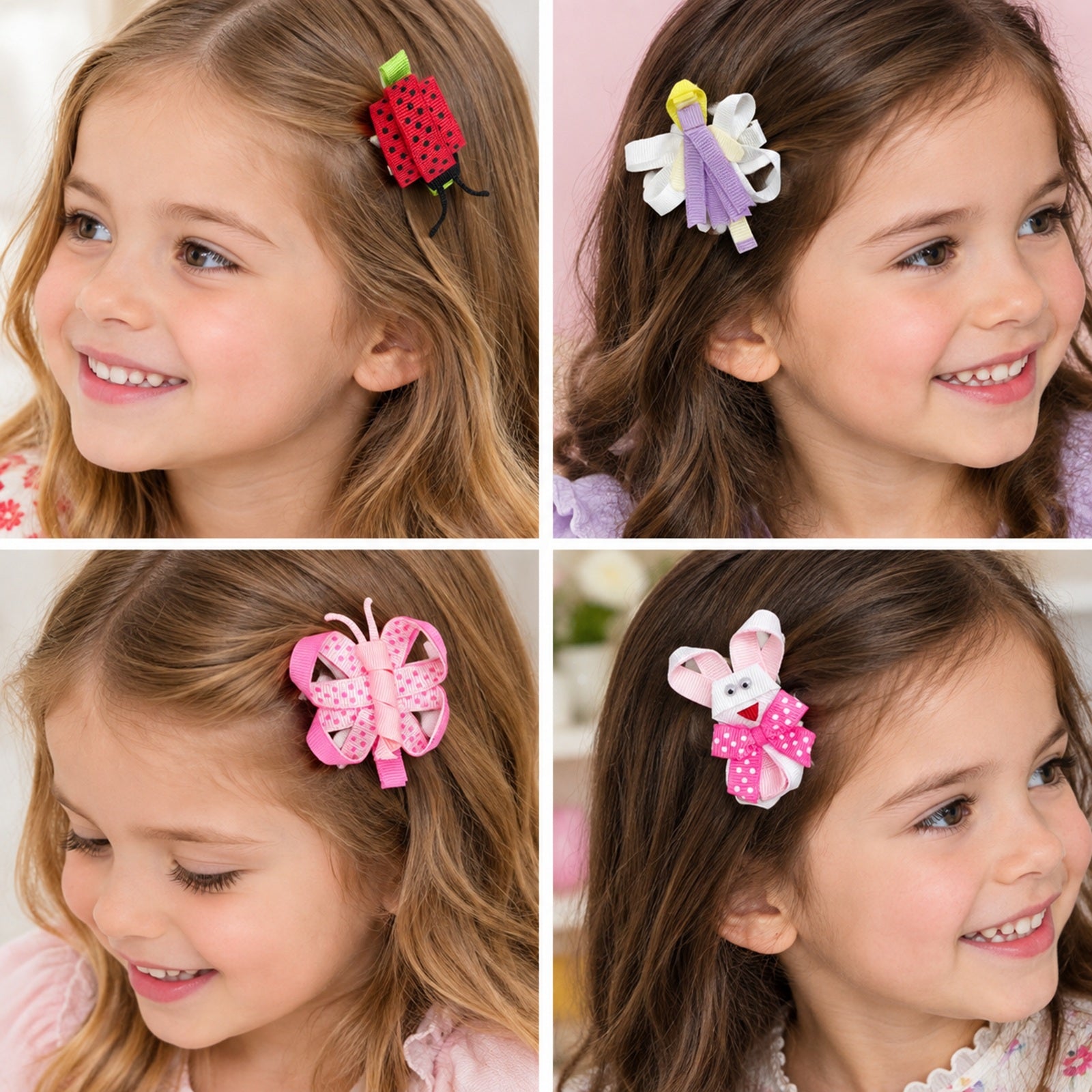 Wrapables Baby Toddler Ribbon Sculpture Hair Clips (Set of 10)