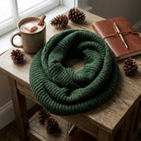 Wrapables Solid Color Warm Winter Knit Infinity Scarf, Dark Green