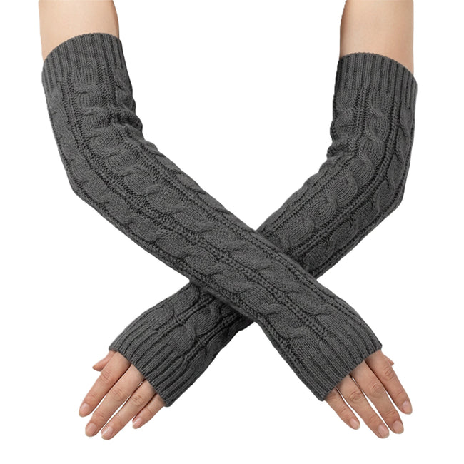 Wrapables Long Cable-Knit Arm Warmers Fingerless Gloves