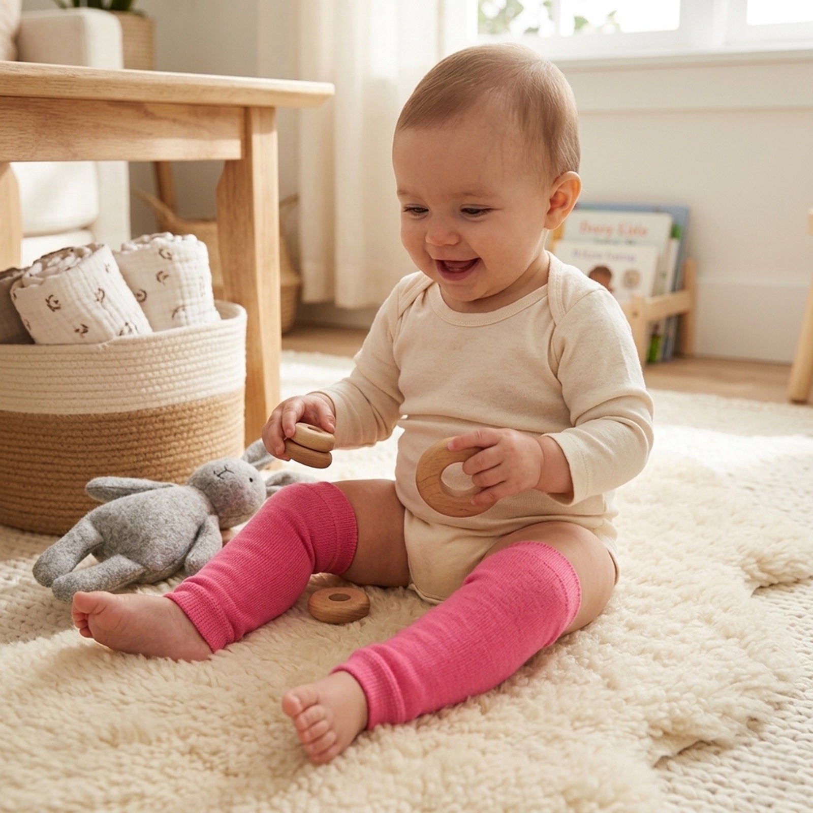 Wrapables Colorful Baby & Toddler Leg Warmers 1, Solid Hot Pink