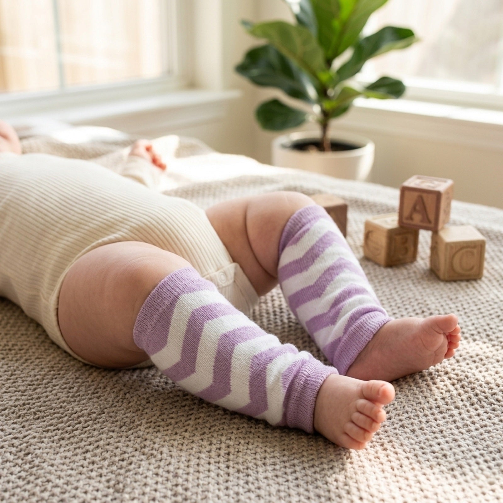 Wrapables Colorful Baby & Toddler Leg Warmers 1, Chevron Purple and Lilac