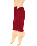 Wrapables Women's Cable Knit Leg Warmers, Burgundy