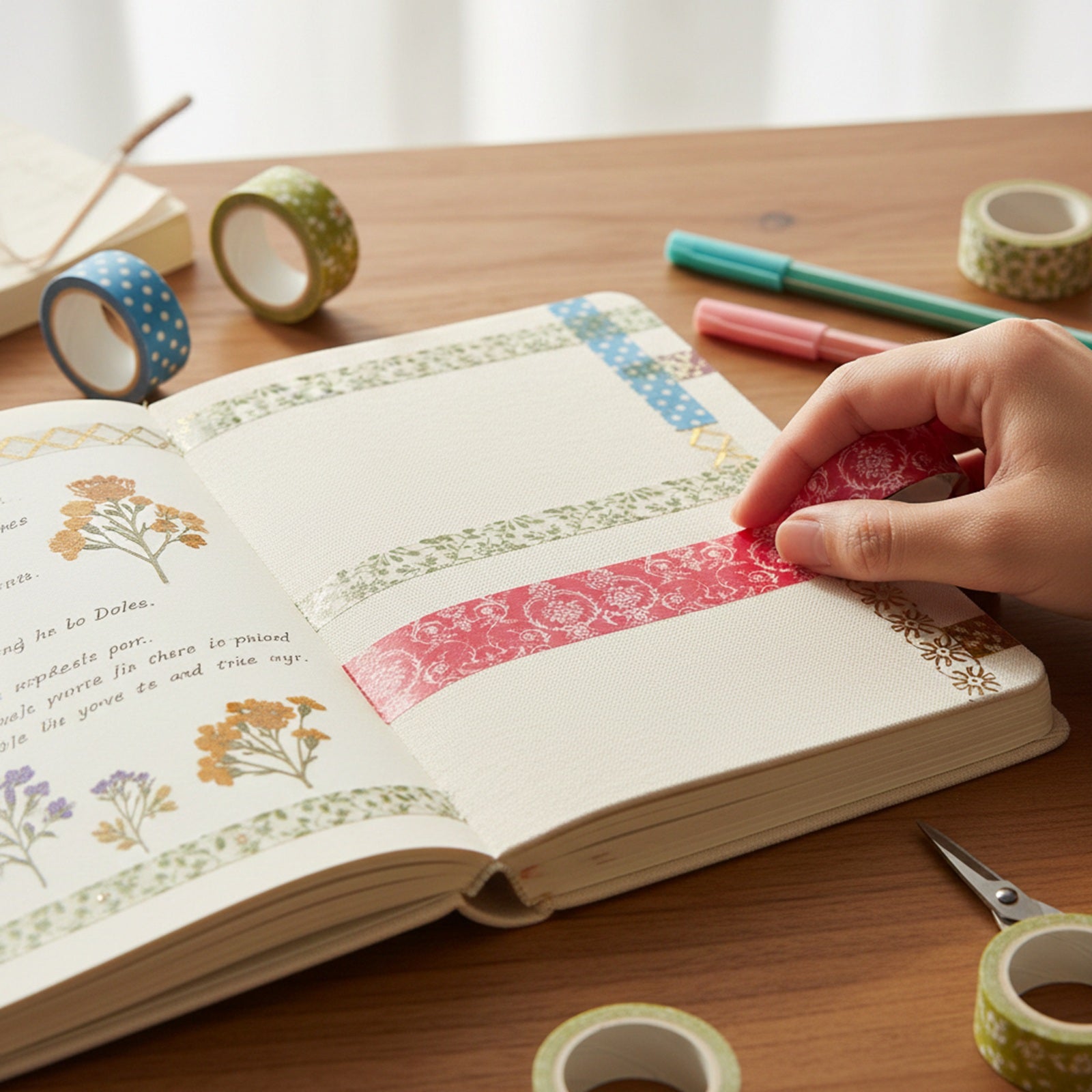 Wrapables Damask Washi Masking Tape, Royal Red