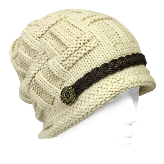 Wrapables Knitted Slouched Ski Cap, Cream