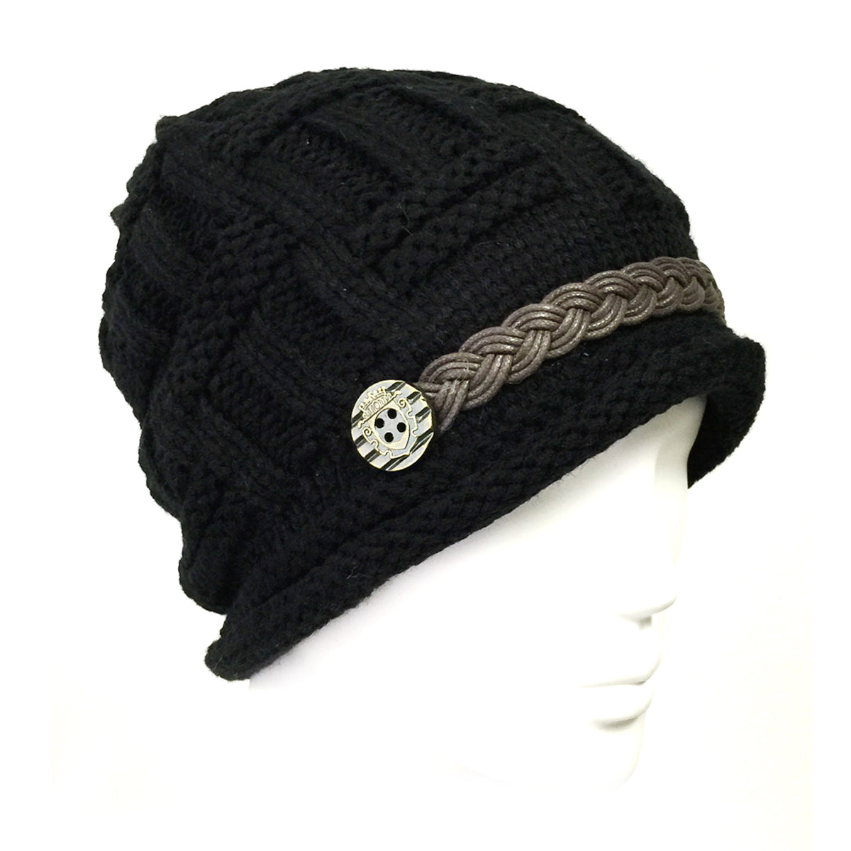 Wrapables Knitted Slouched Ski Cap, Black