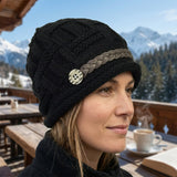 Wrapables Knitted Slouched Ski Cap, Black