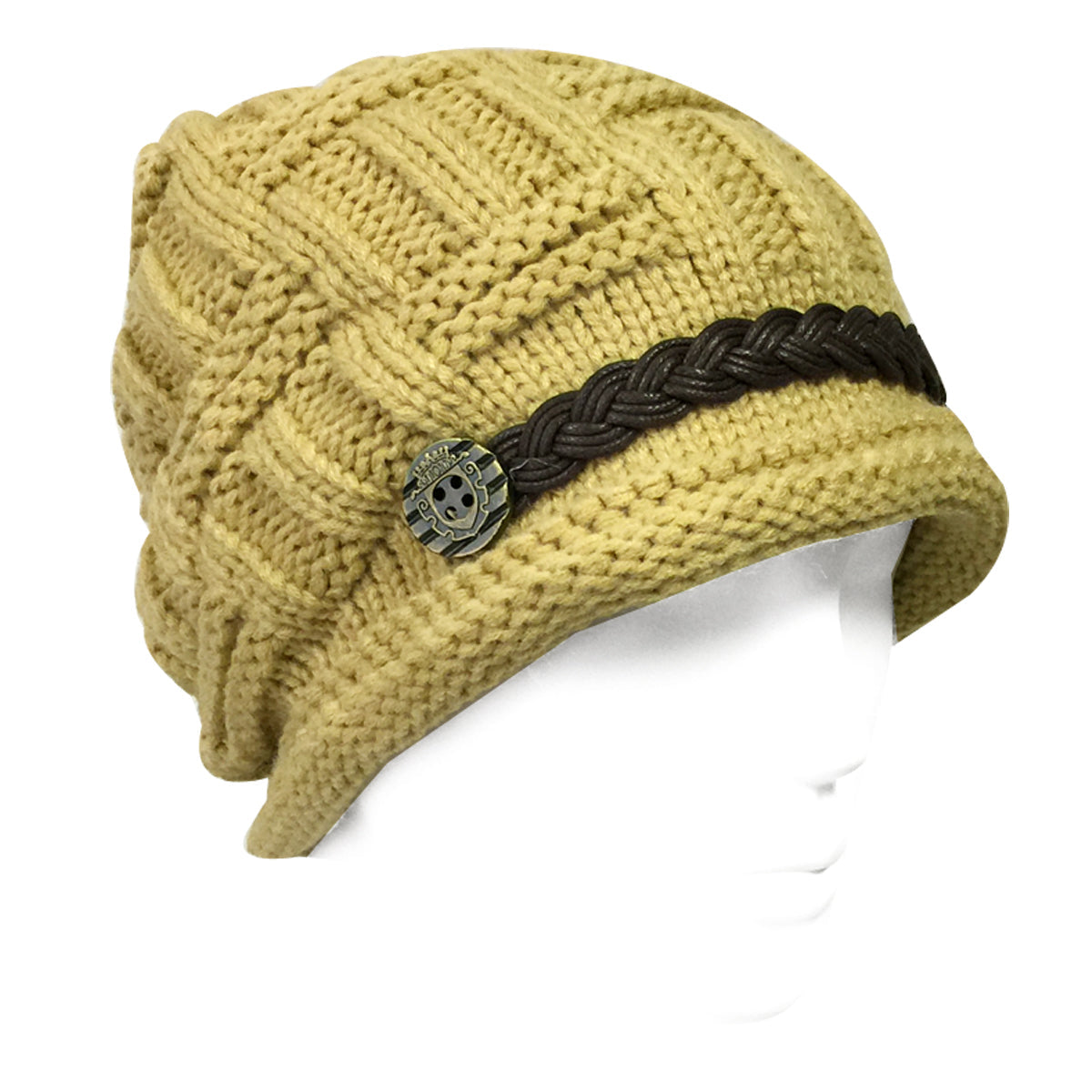 Wrapables Knitted Slouched Ski Cap, Caramel