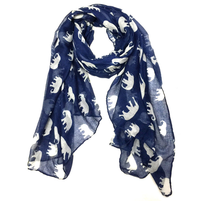 Wrapables Elephant Print Scarf Wrap, Navy