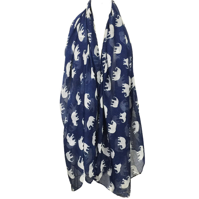 Wrapables Elephant Print Scarf Wrap, Navy