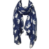 Wrapables Elephant Print Scarf Wrap, Navy