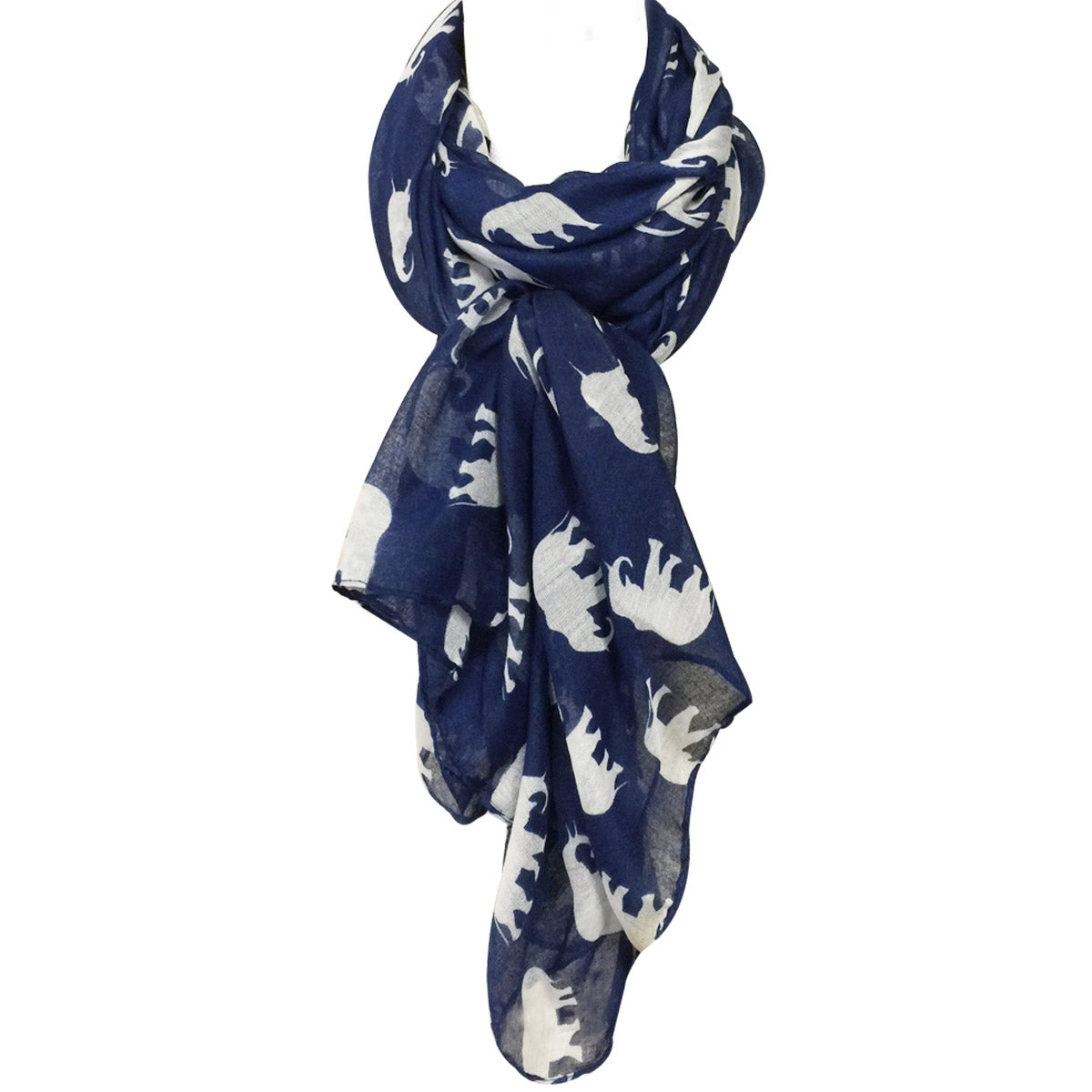 Wrapables Elephant Print Scarf Wrap, Navy