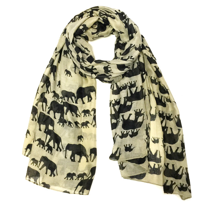 Wrapables Elephant Print Scarf Wrap, Beige