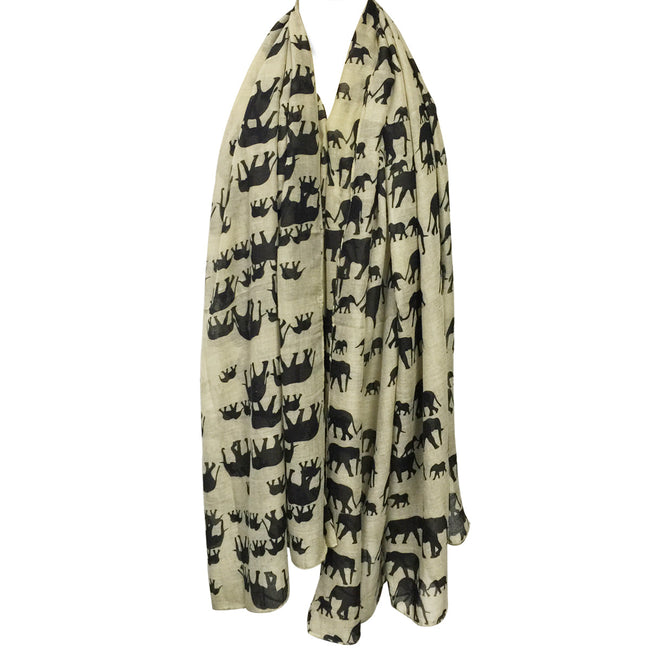 Wrapables Elephant Print Scarf Wrap, Beige