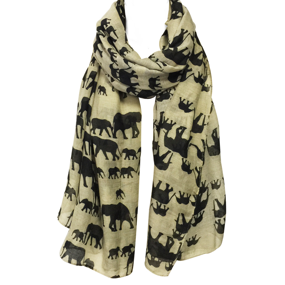 Wrapables Elephant Print Scarf Wrap, Beige