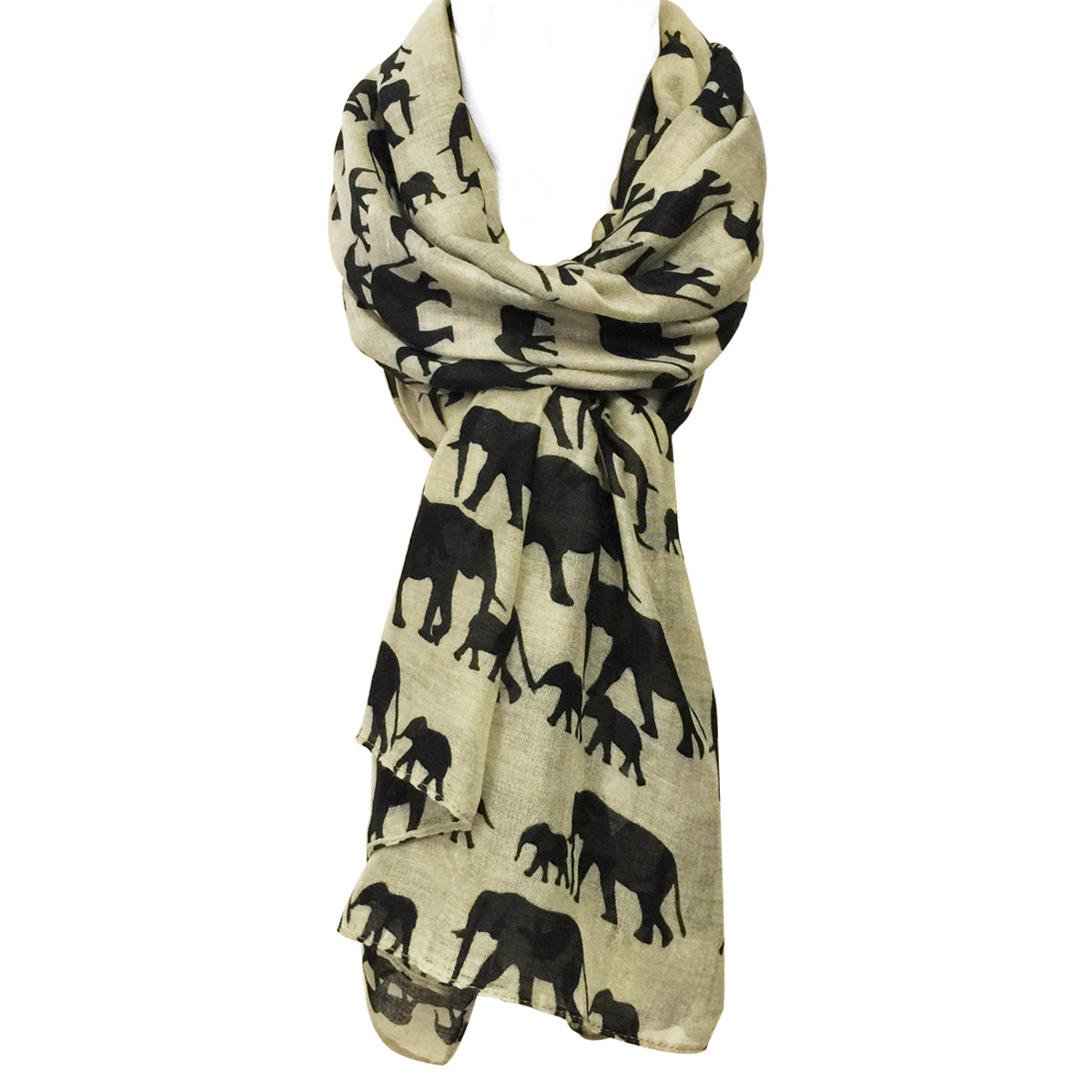 Wrapables Elephant Print Scarf Wrap, Beige