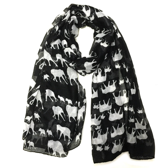 Wrapables Elephant Print Scarf Wrap, Black