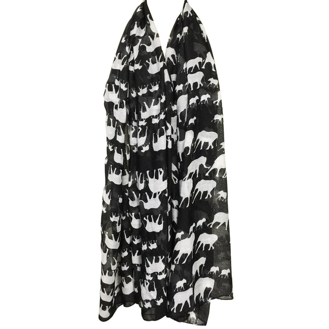 Wrapables Elephant Print Scarf Wrap, Black